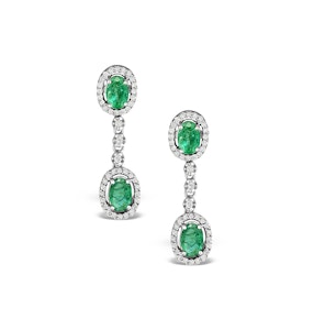 Emerald 4 x 6mm And Diamond 9K White Gold Earrings H4482