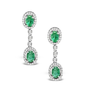 Emerald 4 x 6mm And Diamond 9K White Gold Earrings H4482