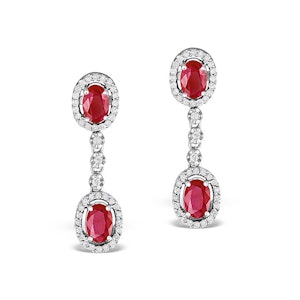 Ruby 0.55CT And Diamond 9K White Gold Earrings H4483
