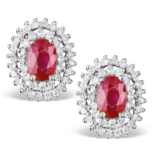 Ruby 0.55CT And Diamond 9K White Gold Earrings