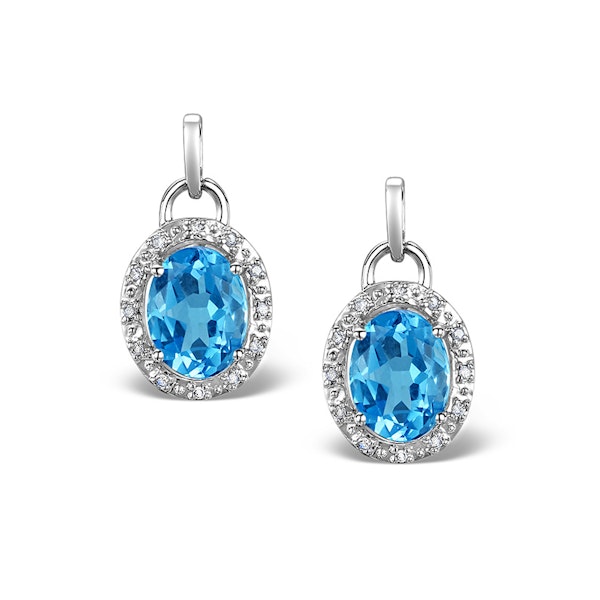 Blue Topaz 4.58CT And Diamond 9K White Gold Earrings - Image 1