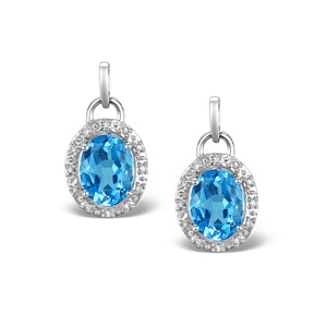 Blue Topaz 4.58CT And Diamond 9K White Gold Earrings