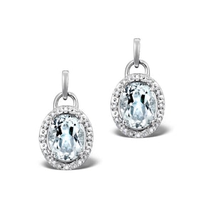 Aquamarine 3.69CT And Diamond 9K White Gold Earrings