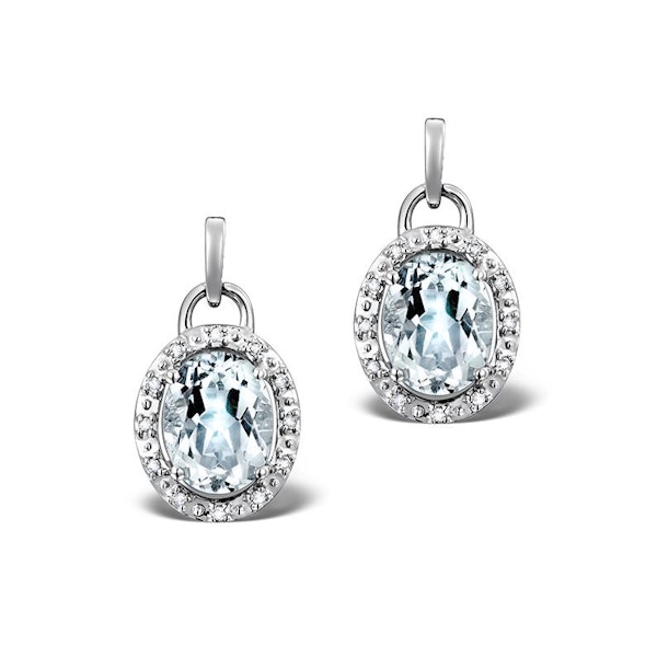 Aquamarine 3.69CT And Diamond 9K White Gold Earrings - Image 1