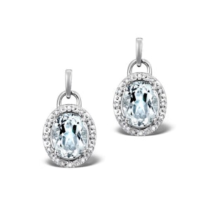 Aquamarine 3.69CT And Diamond 9K White Gold Earrings