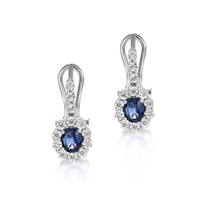 0.83ct Sapphire 0.13ct Diamond and 9K White Gold Earrings - H4555