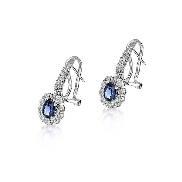 0.83ct Sapphire 0.13ct Diamond and 9K White Gold Earrings - H4555 - Image 3