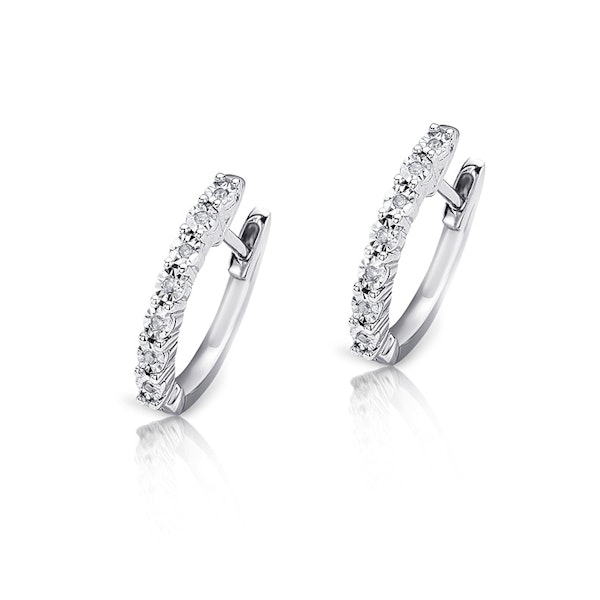 0.06ct Diamond and 9K White Gold Earrings - H4557 - Image 2