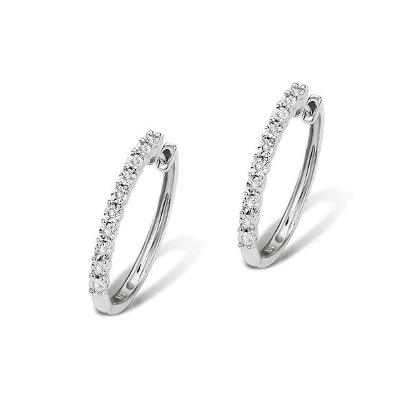 0.08ct Diamond and 9K White Gold Earrings - H4558 - Image 1
