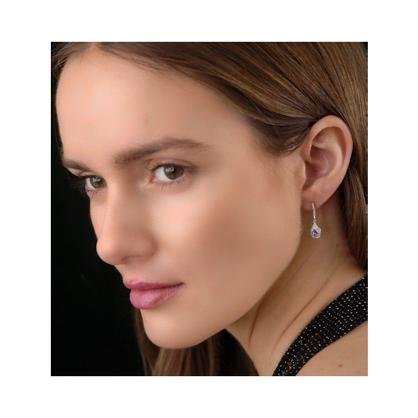 Tanzanite 0.28CT And Diamond 9K White Gold Earrings - Image 2