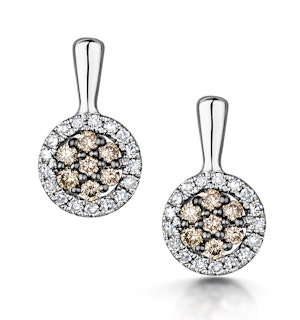 Stellato Champagne Diamond Halo Earrings 0.27ct in 9K White Gold