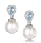7.5mm Pearl Blue Topaz and Diamond Stellato Earrings in 9K White Gold - image 1