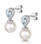 7.5mm Pearl Blue Topaz and Diamond Stellato Earrings in 9K White Gold - image 3