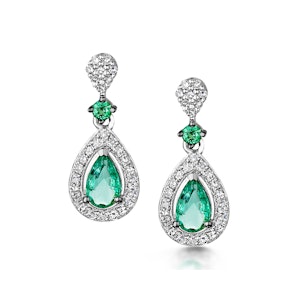 Stellato Collection Emerald and Diamond Earrings 0.18ct 9K White Gold