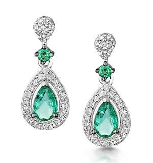 Stellato Collection Emerald and Diamond Earrings 0.18ct 9K White Gold