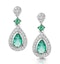 Stellato Collection Emerald and Diamond Earrings 0.18ct 9K White Gold - image 1