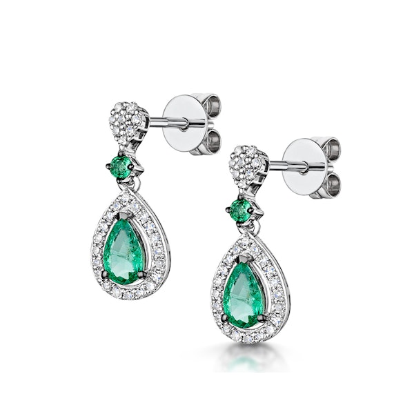 Stellato Collection Emerald and Diamond Earrings 0.18ct 9K White Gold - Image 3