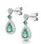 Stellato Collection Emerald and Diamond Earrings 0.18ct 9K White Gold - image 3