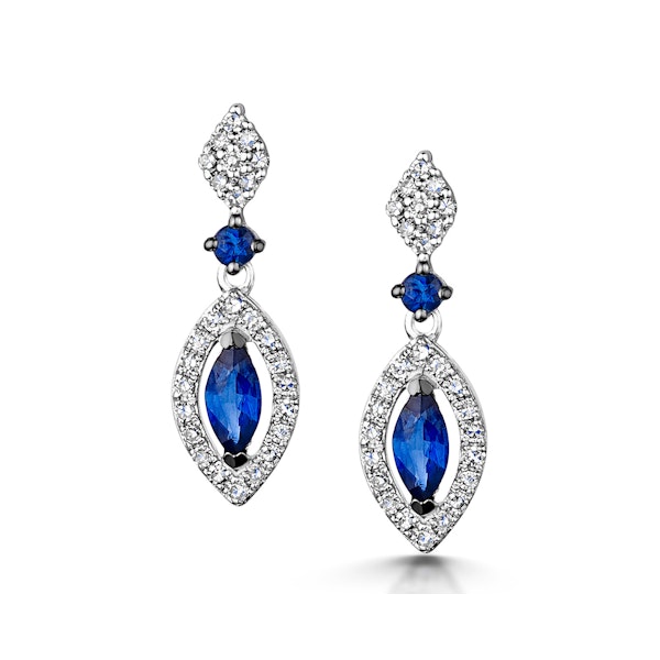 Stellato Collection Sapphire and Diamond Earrings 0.18ct 9K White Gold - Image 1