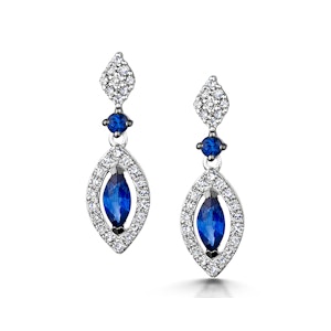 Stellato Collection Sapphire and Diamond Earrings 0.18ct 9K White Gold