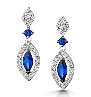 Stellato Collection Sapphire and Diamond Earrings 0.18ct 9K White Gold