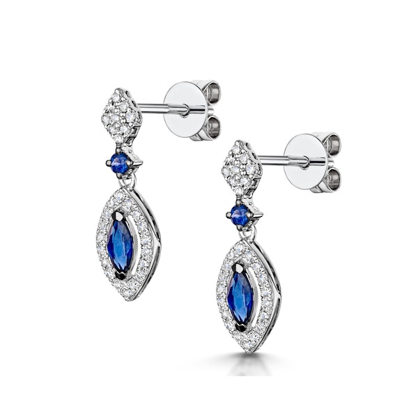 Stellato Collection Sapphire and Diamond Earrings 0.18ct 9K White Gold - Image 3