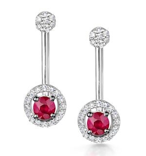 Stellato Collection Ruby and Diamond Earrings 0.12ct in 9K White Gold