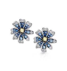 Sapphire Yellow Sapphire and Diamond Stellato Earrings 9K White Gold