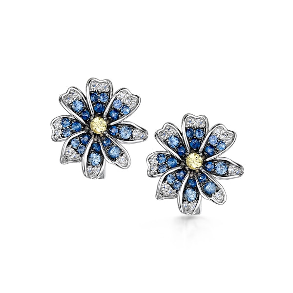 Sapphire Yellow Sapphire and Diamond Stellato Earrings 9K White Gold - Image 1