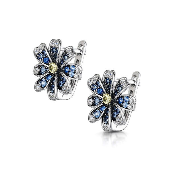 Sapphire Yellow Sapphire and Diamond Stellato Earrings 9K White Gold - Image 3