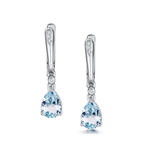 Stellato Blue Topaz and Diamond Earrings 0.03ct in 9K White Gold