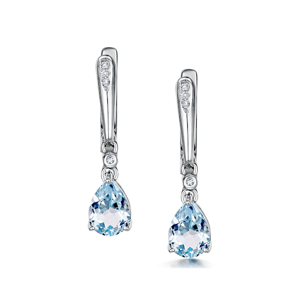 Stellato Blue Topaz and Diamond Earrings 0.03ct in 9K White Gold - Image 1
