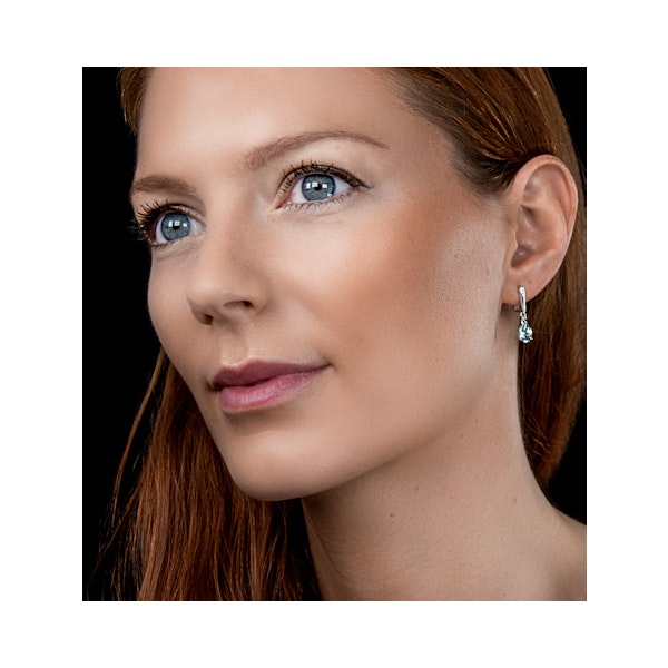 Stellato Blue Topaz and Diamond Earrings 0.03ct in 9K White Gold - Image 2