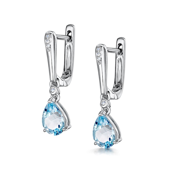 Stellato Blue Topaz and Diamond Earrings 0.03ct in 9K White Gold - Image 3