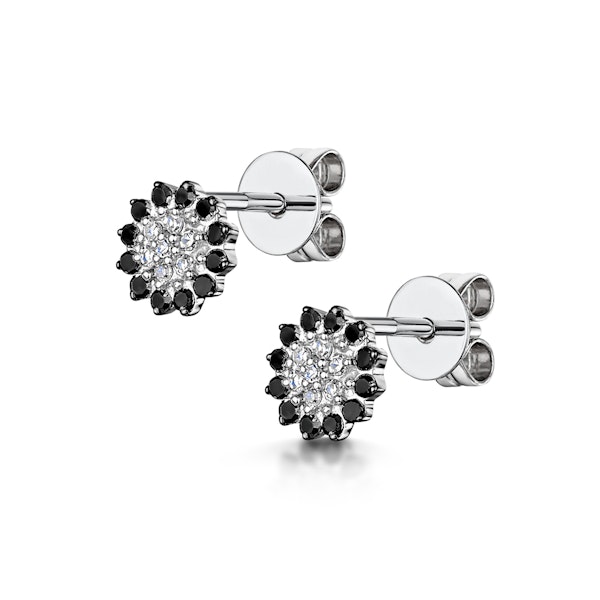 Black Diamond and Diamond Stellato Earrings in 9K White Gold - Image 3