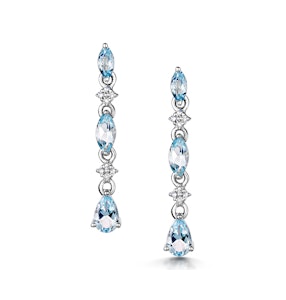 Stellato Collection Blue Topaz and Diamond Earrings in 9K White Gold