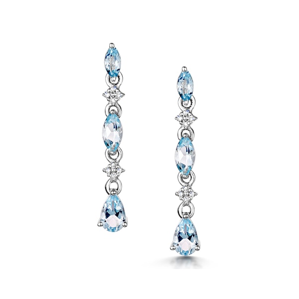 Stellato Collection Blue Topaz and Diamond Earrings in 9K White Gold - Image 1