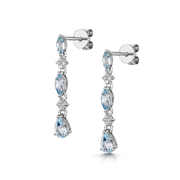 Stellato Collection Blue Topaz and Diamond Earrings in 9K White Gold - Image 3