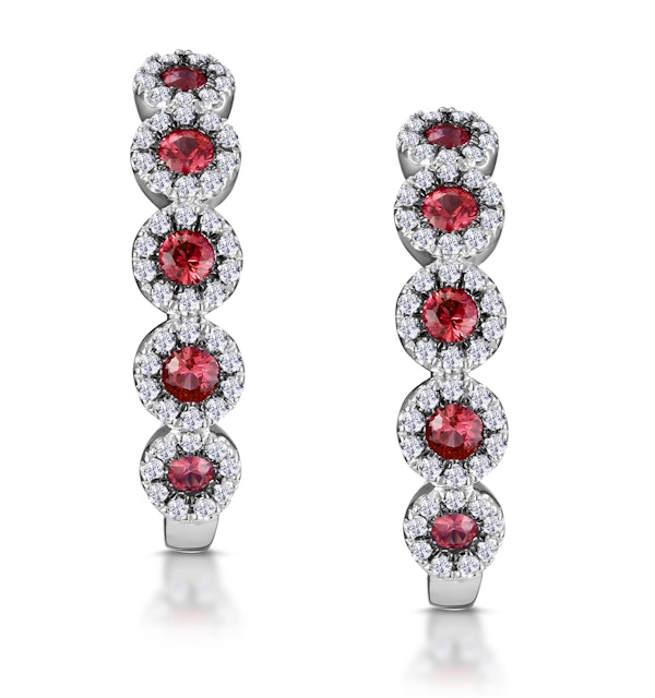 0.38ct Ruby and Diamond Earrings in 9K White Gold Stellato Collection - image 1