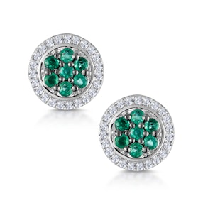 0.30ct Emerald and Diamond Stellato Earrings in 9K White Gold