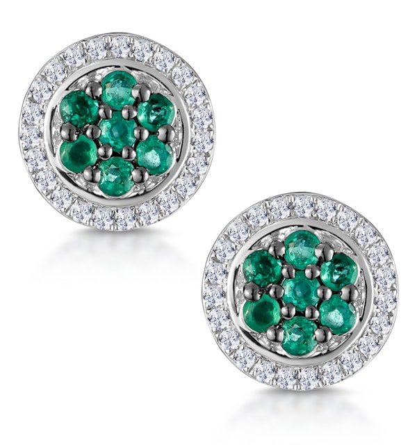 0.30ct Emerald and Diamond Stellato Earrings in 9K White Gold - image 1