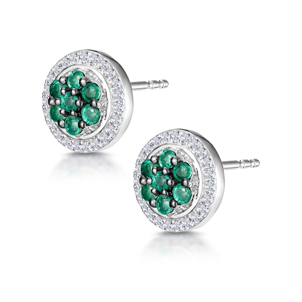 0.30ct Emerald and Diamond Stellato Earrings in 9K White Gold - Image 3