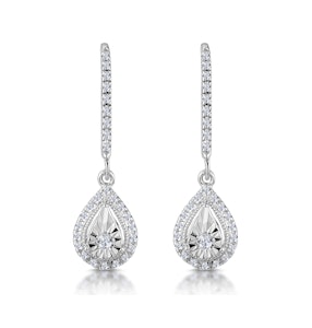 Masami Diamond Pear Halo Earrings 0.20ct Pave Set in 9K White Gold