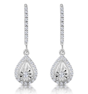 Masami Diamond Pear Halo Earrings 0.20ct Pave Set in 9K White Gold