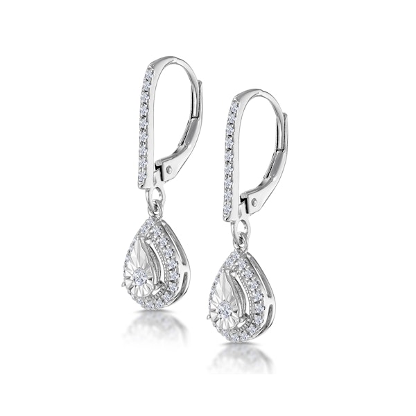 Masami Diamond Pear Halo Earrings 0.20ct Pave Set in 9K White Gold - Image 3