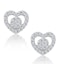 Diamond Heart Solitaire Stellato Earrings in 9K White Gold - image 1