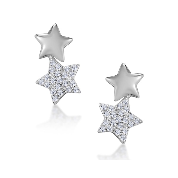 Lab Diamond Star Earrings You and Me Stellato Collection in 925 Silver - Image 1