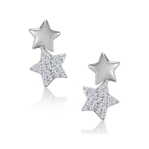 Lab Diamond Star Earrings You and Me Stellato Collection in 925 Silver