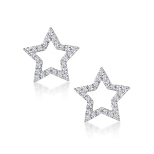 Diamond Stellato Star Earrings in 9K White Gold