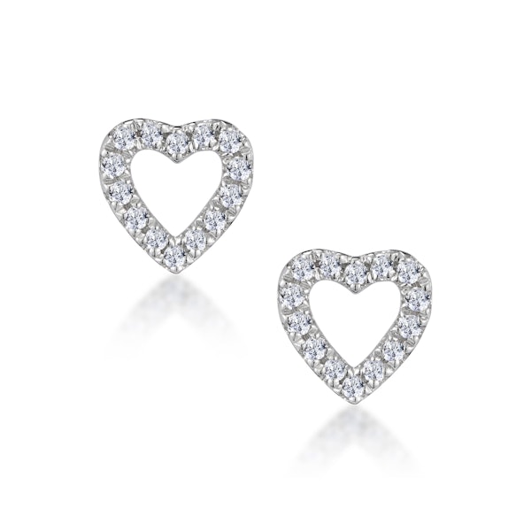 Stellato Diamond Heart Earrings in 9K White Gold - Image 1